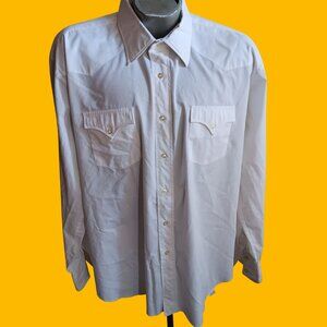Vintage Western XL Shirt 80s White H BAR C Button Down 18-36 USA Icecream Man